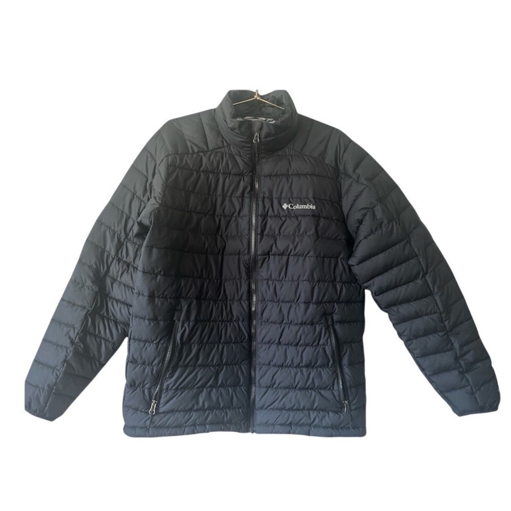 Columbia Omni-Heat Puffer Jacket Black Full Zip Lightweight Mock Neck Mens Sz M